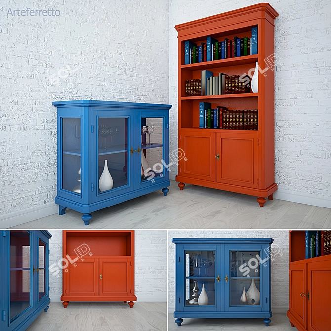 Arteferretto Bookcase & Showcases: Elegant Wood Storage Solution 3D model image 3