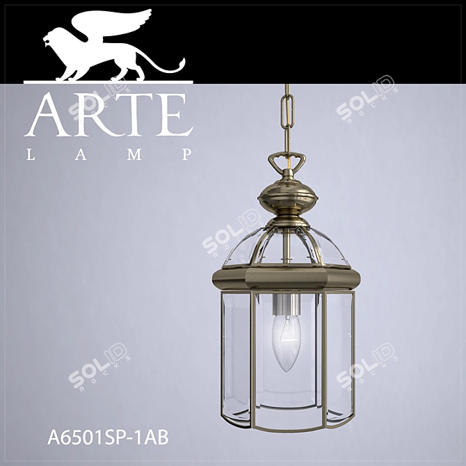 Elegant Brass Pendant Light 3D model image 1