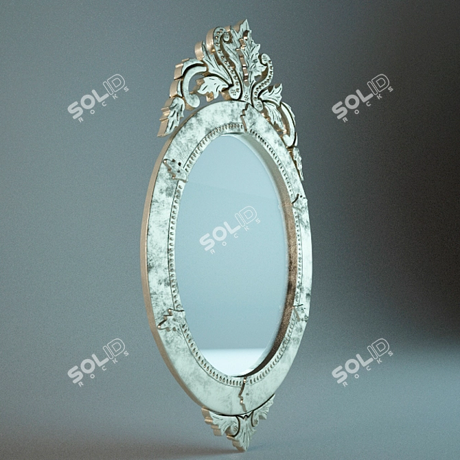 Elegant Oval Mirror 3D model image 1