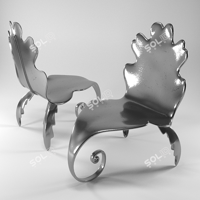 Villiers Leaf Chair - Elegant Oak Design 3D model image 1