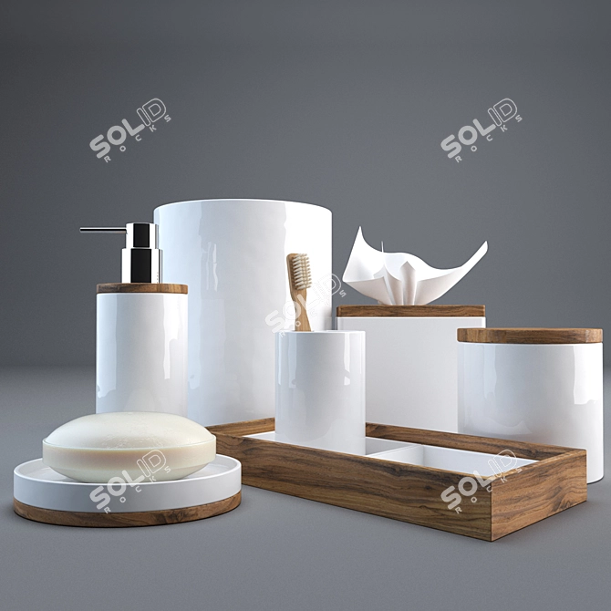 Modern Style Bath Accessories Set 3D model image 1