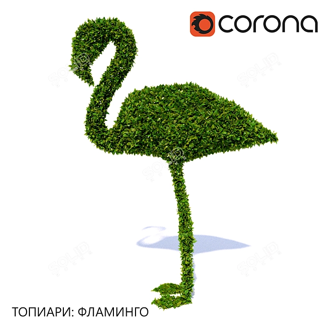 Flamingo Topiary: Elegant Garden Decor 3D model image 1