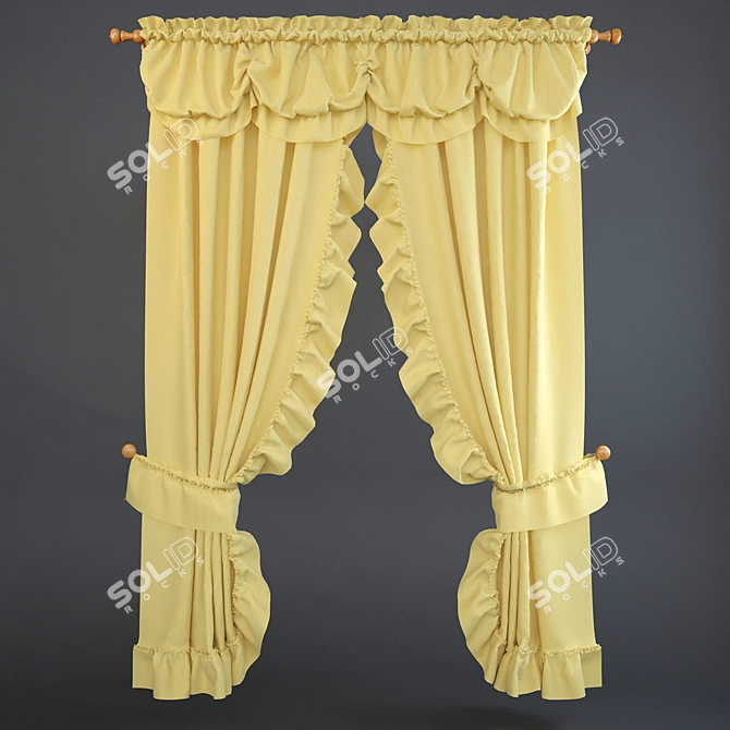 Elegant French Curtains 3D model image 1