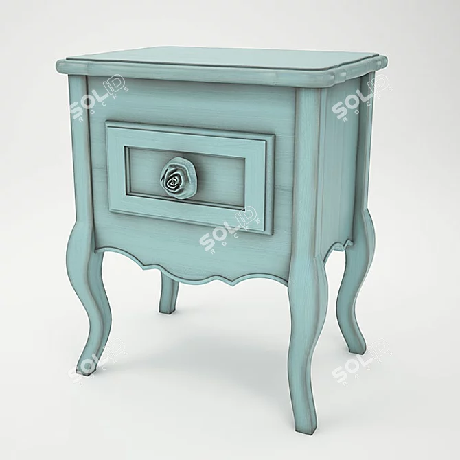 Vintage Shabby Chic Nightstand 3D model image 1