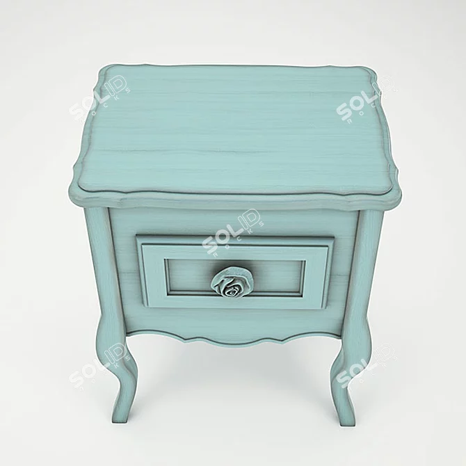 Vintage Shabby Chic Nightstand 3D model image 2