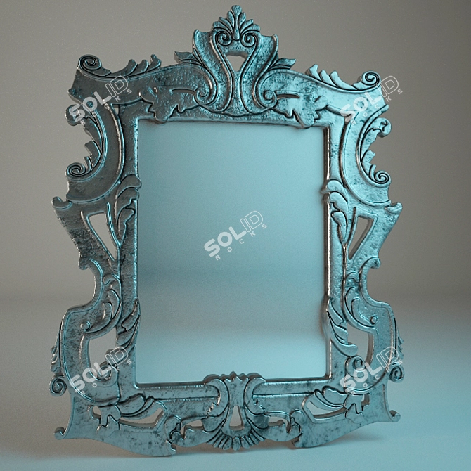 Antique Silver Frame Mirror 3D model image 1