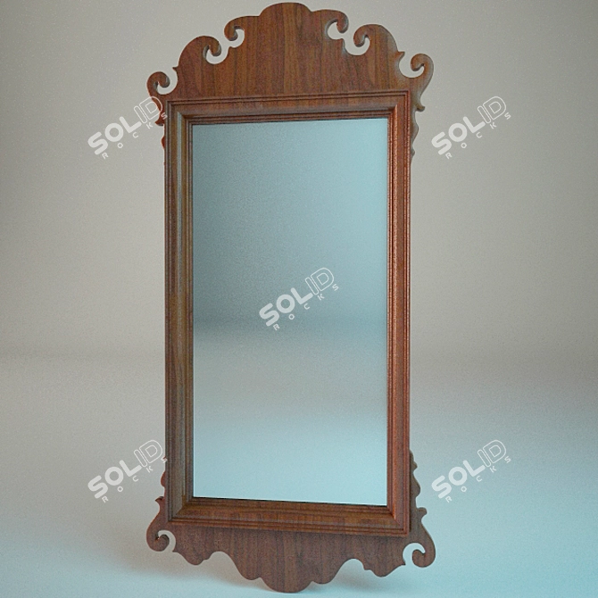 Cherry Wood Framed Mirror 3D model image 1