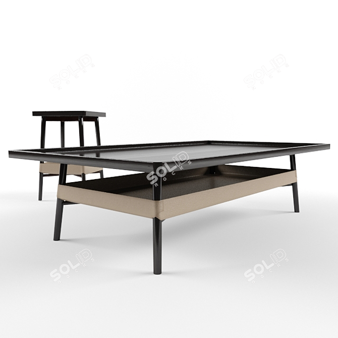 Elegant Basket Coctail Low Tables 3D model image 2