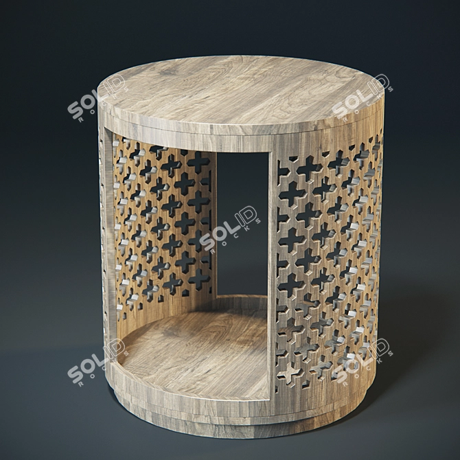 Artisanal Hand Carved Side Table 3D model image 1