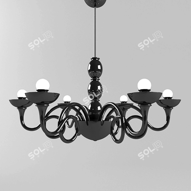 Elegant Metal Pendant Chandelier 3D model image 1