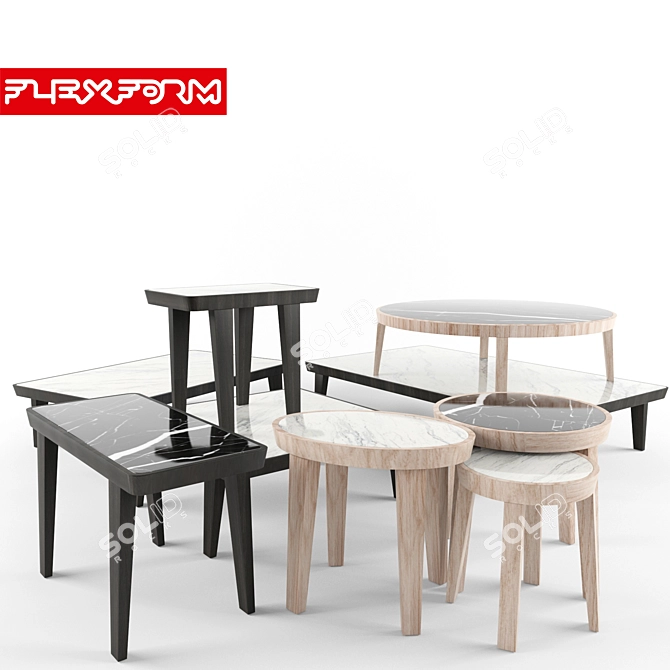 Sleek Set of Coffee Tables 3D model image 1