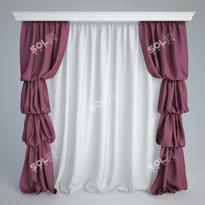 Elegant Window Blinds 3D model image 1