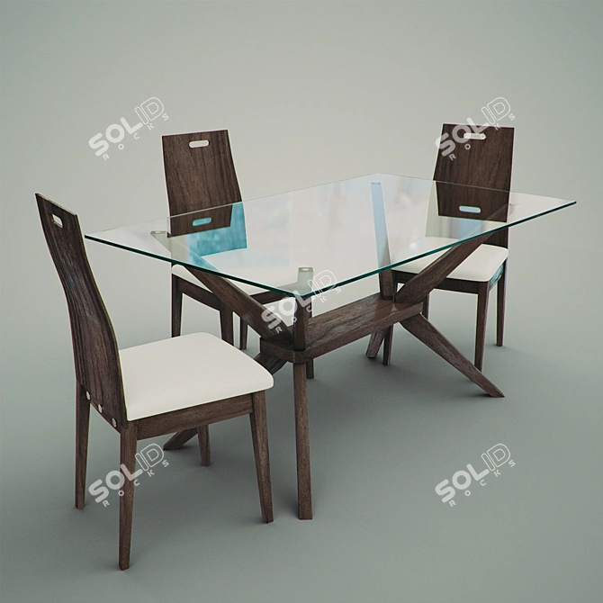 Elegant Magna 5-Piece Dining Set 3D model image 1
