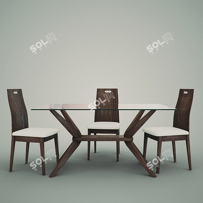 Elegant Magna 5-Piece Dining Set 3D model image 2