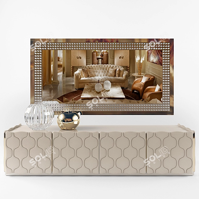 Jefferson Chest of Drawers with Iceberg Mirror 3D model image 1