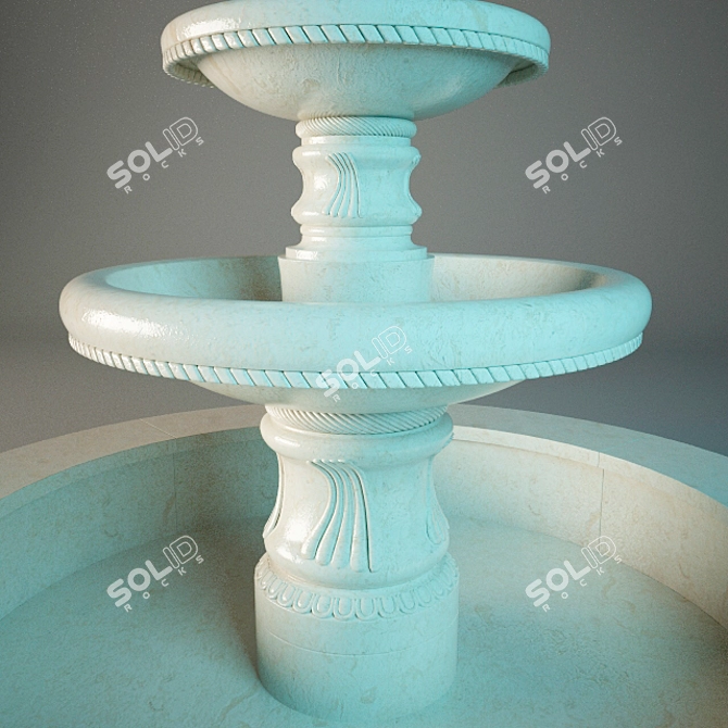 Elegant Zen Water Fountain 3D model image 2