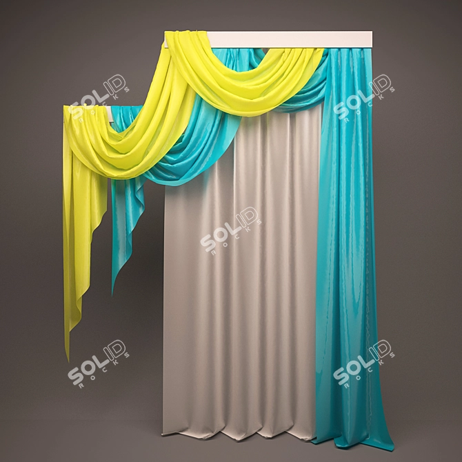 Elegant Drapes with Cascading Folds 3D model image 1