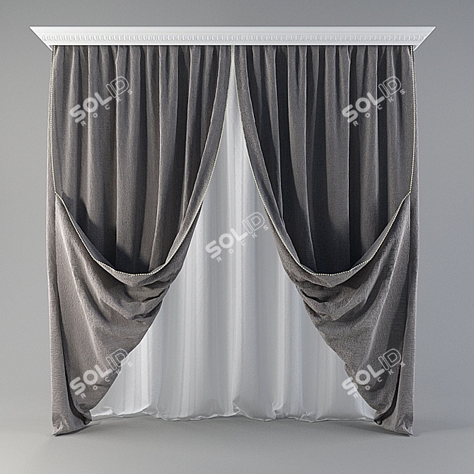 Elegant Curtain Set 3D model image 1