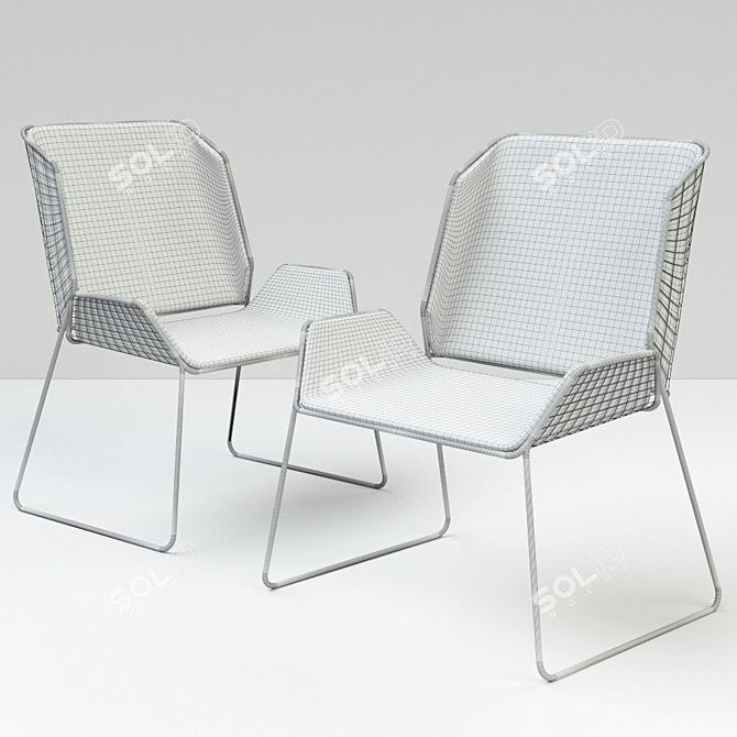 Modern Aluminum Red & White Chair 3D model image 2