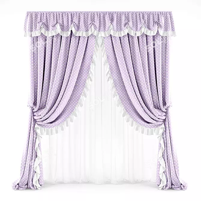 Girly Charm: Classic Room Curtains 3D model image 1