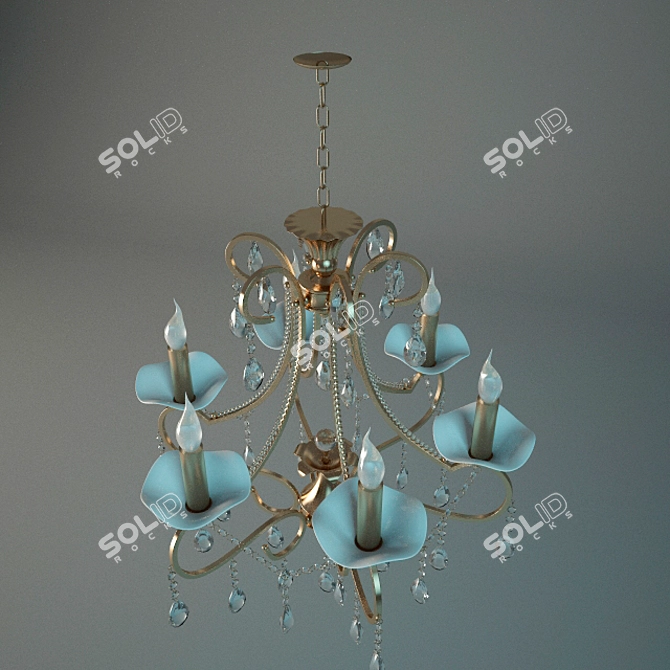 Classic Forged Chandelier 3D model image 2