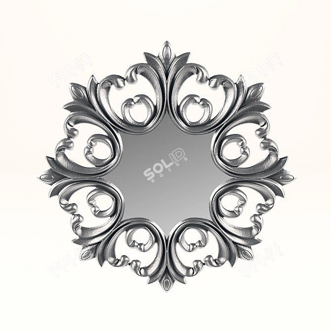 Elegant Carved Mirror 3D model image 1