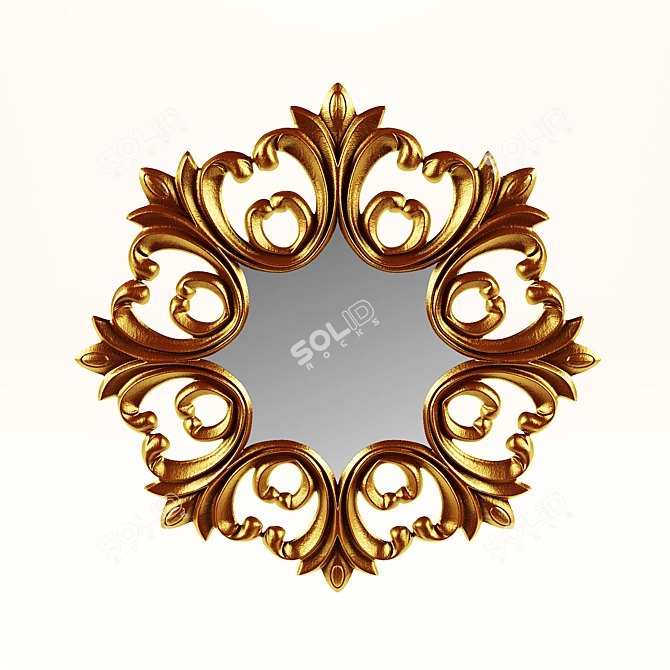 Elegant Carved Mirror 3D model image 2