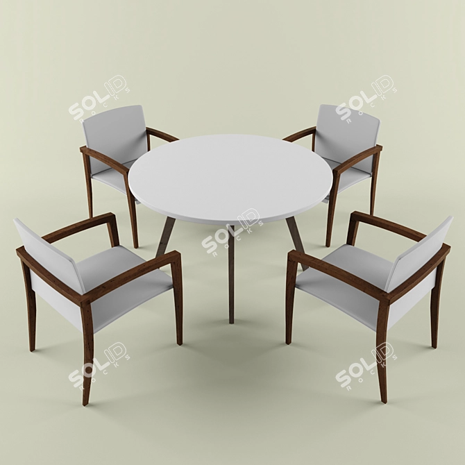 Elegant Outdoor Dining Set 3D model image 1