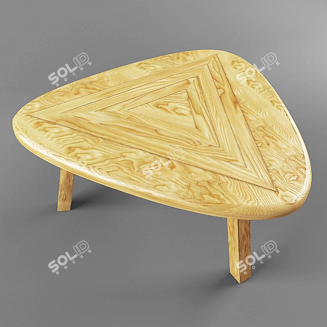 Triangular Wooden Outdoor Table 3D model image 2