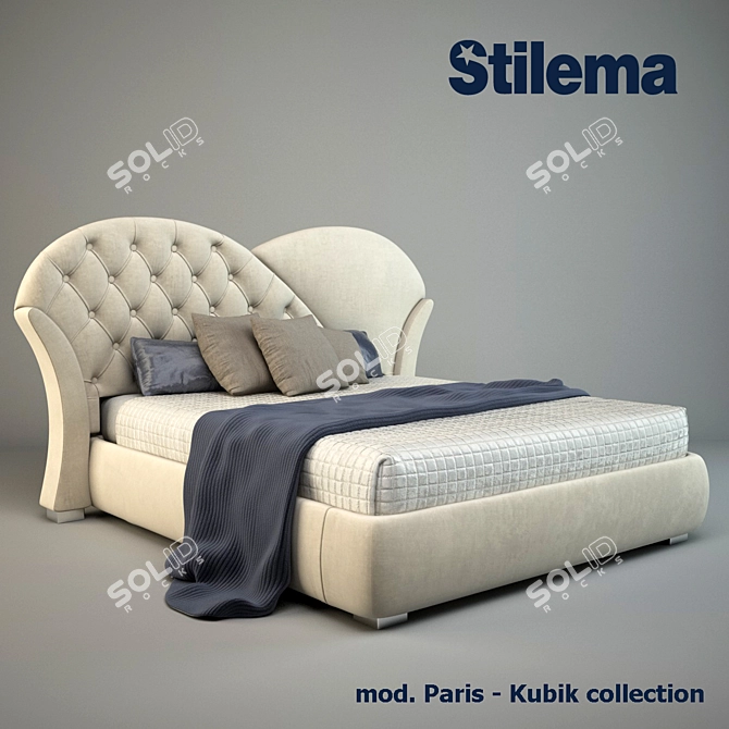 Elegant Parisian Dream: 3D Paris Bed 3D model image 1