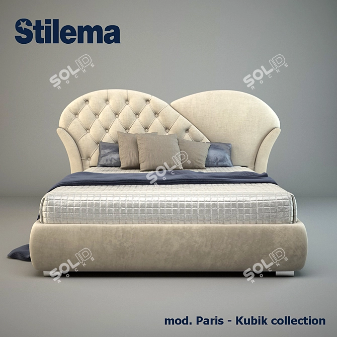 Elegant Parisian Dream: 3D Paris Bed 3D model image 2