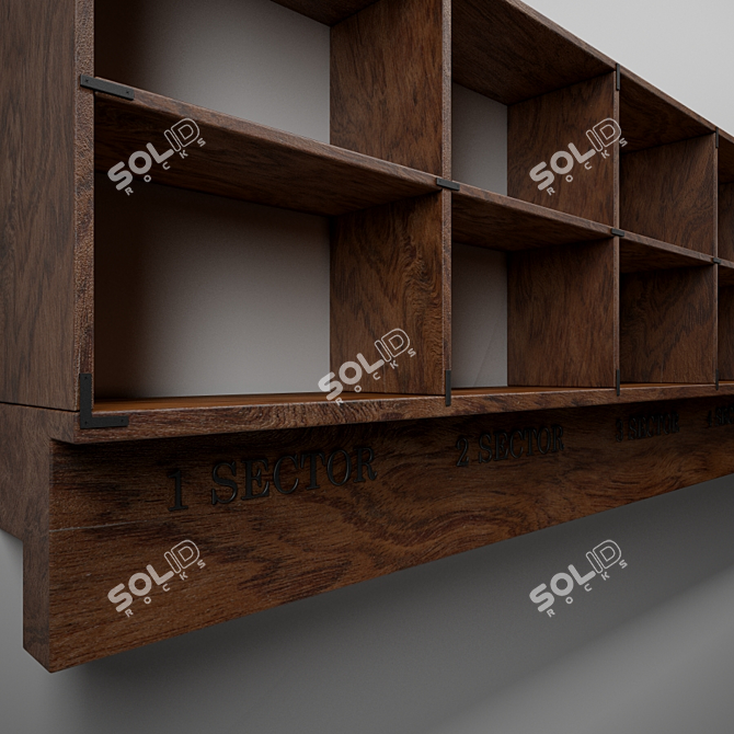 Rustic Custom Bookshelf 3D model image 1