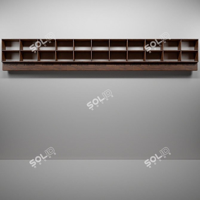 Rustic Custom Bookshelf 3D model image 2