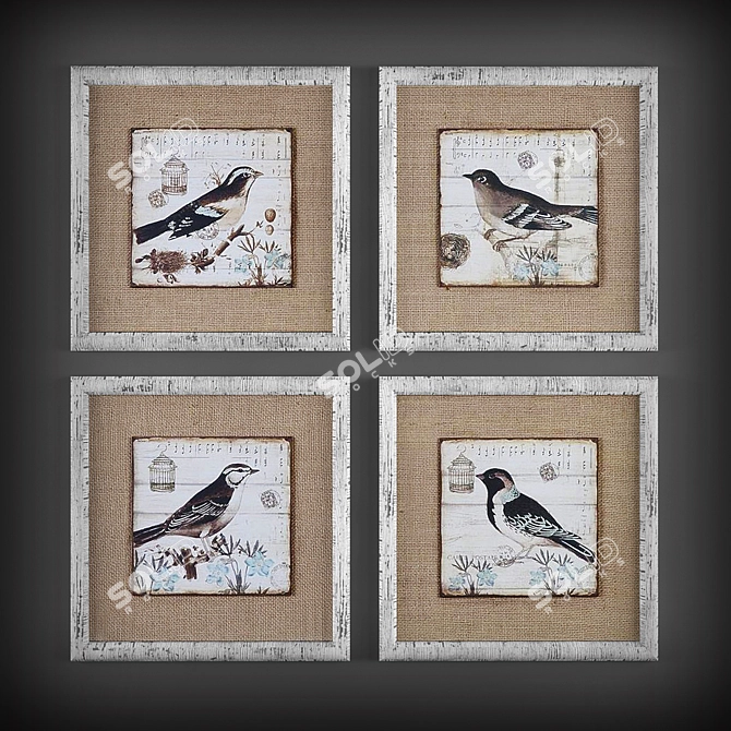 Birds in Art: Collection of Paintings 3D model image 2