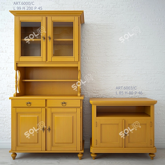 Elegant Wardrobe & TV Stand Set 3D model image 1