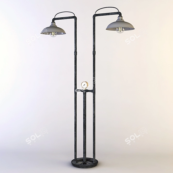 Industrial Iron Floor Lamp 3D model image 1