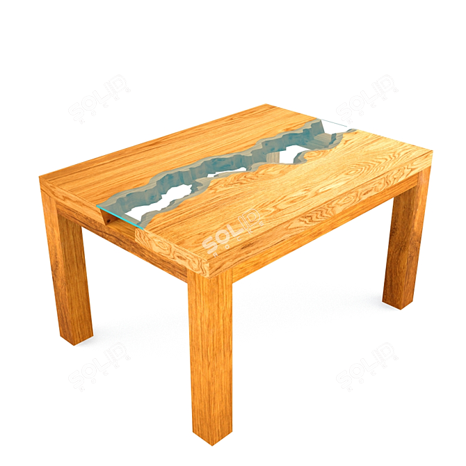 Rustic Oak Glass Coffee Table 3D model image 1