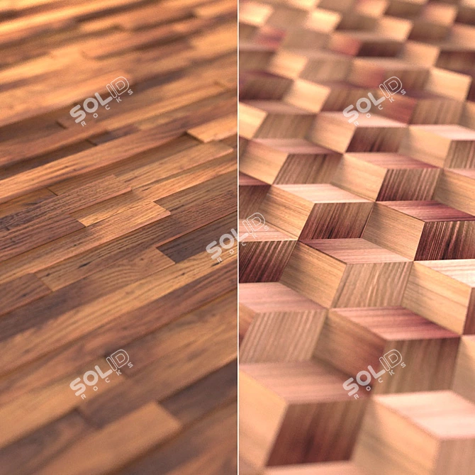 Relief Wood Wall Panels Collection II 3D model image 3