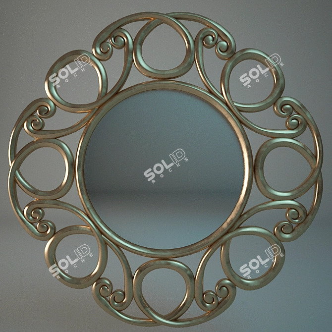 Classic Gold-Framed Mirror 3D model image 1