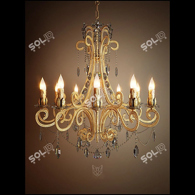 Elegant Crystal Chandelier 800mm - V-Ray Render 3D model image 1