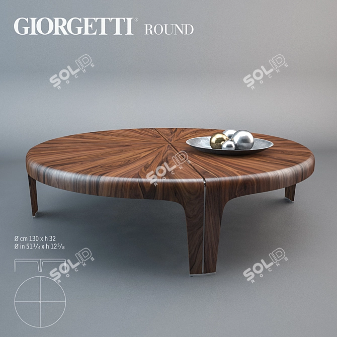 Giorgetti Round Table: Elegant Wood and Metal Design 3D model image 1