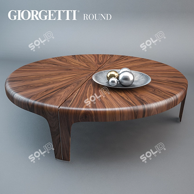 Giorgetti Round Table: Elegant Wood and Metal Design 3D model image 2