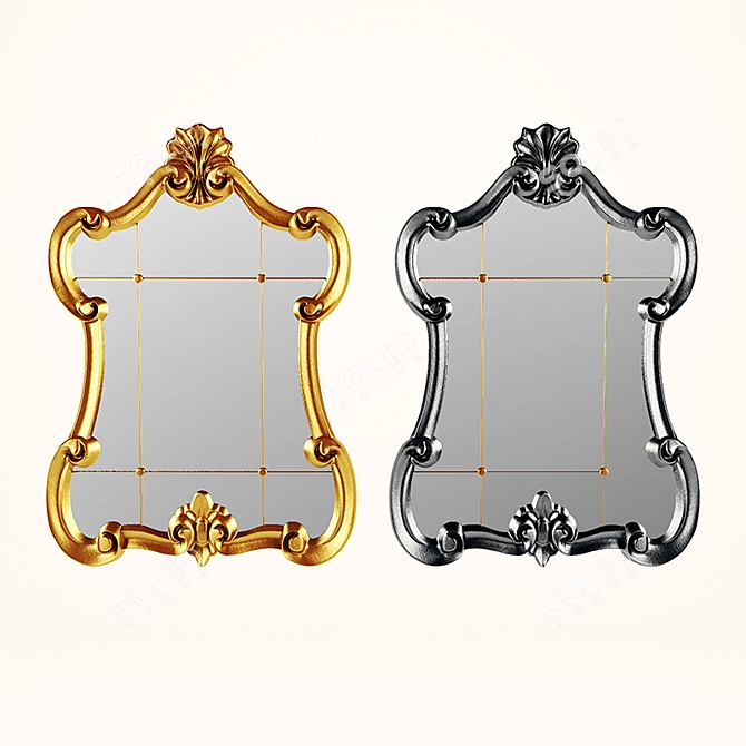 Elegant Gold & Black Mirror 3D model image 1