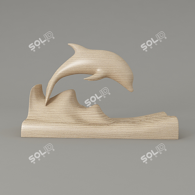 Coastal Bliss: Wooden Dolphin Decor 3D model image 1