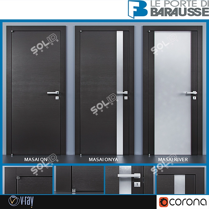 Elegant Barausse Doors - Perfect Blend of Style and Function 3D model image 1