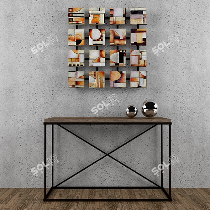 Elegant Console and Wall Accent 3D model image 1