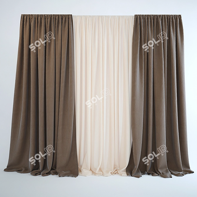 Elegant Sheer Curtain Panel 3D model image 1