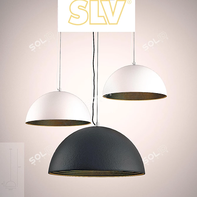 Modern Pendant Light in Black and Gold 3D model image 1