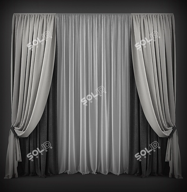 Modern Style Curtains 3D model image 1