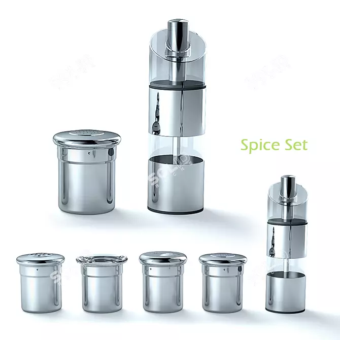 Spice Set: Inox & Glass 3D model image 1